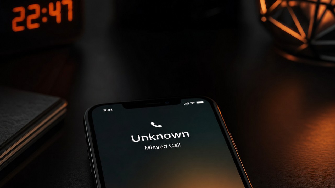 Un teléfono a las 22:47 con una llamada perdida de un número desconocido
